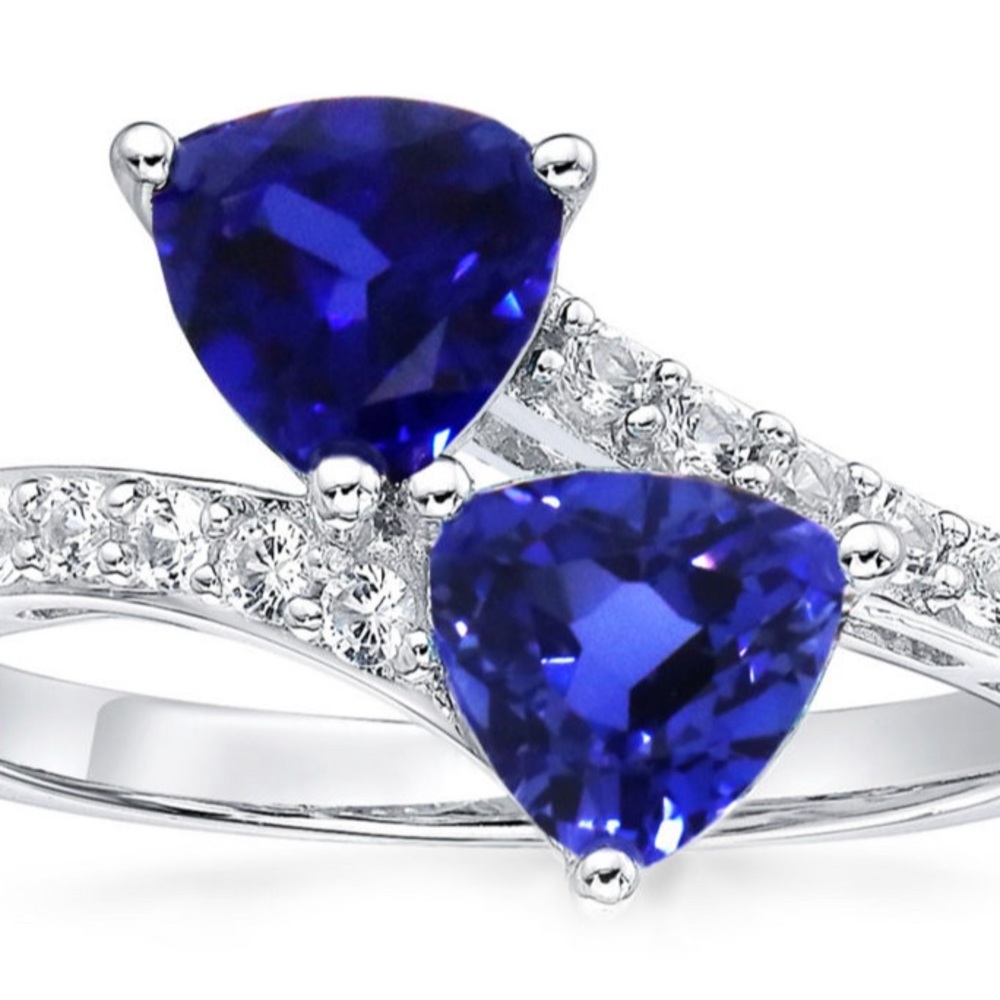 Sterling Silver and Blue Sapphire Bypass Ring